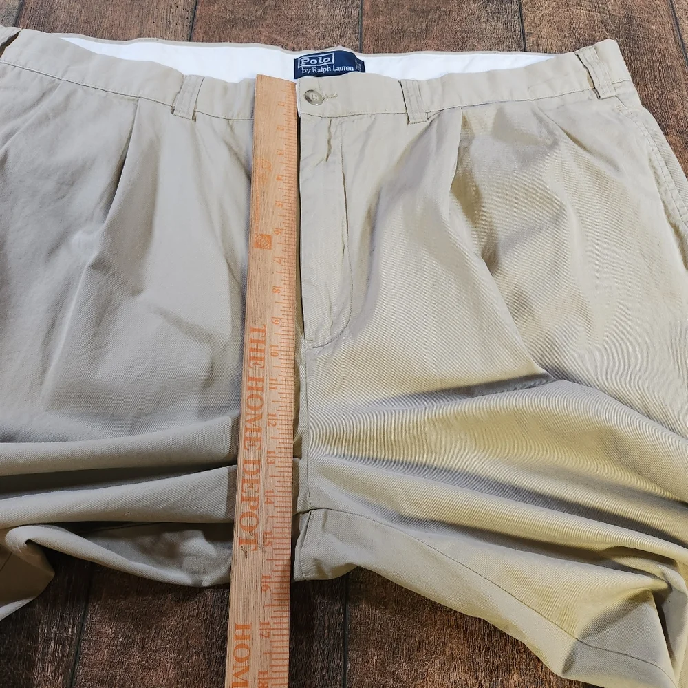 Polo Ralph Lauren Pants Mens 46 B X 34 Big Hammond Chino Beige Pleated Tapered